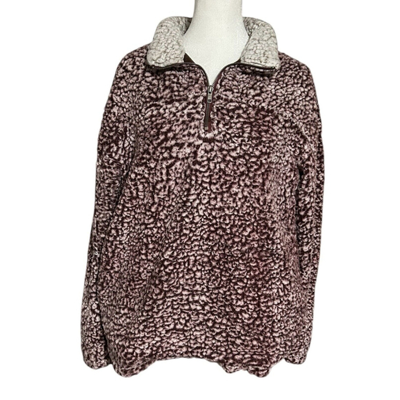 Altar'd State Women’s Medium Quarter Zip Wubby Sherpa Fleece‎ Purple Pullover - Picture 1 of 4